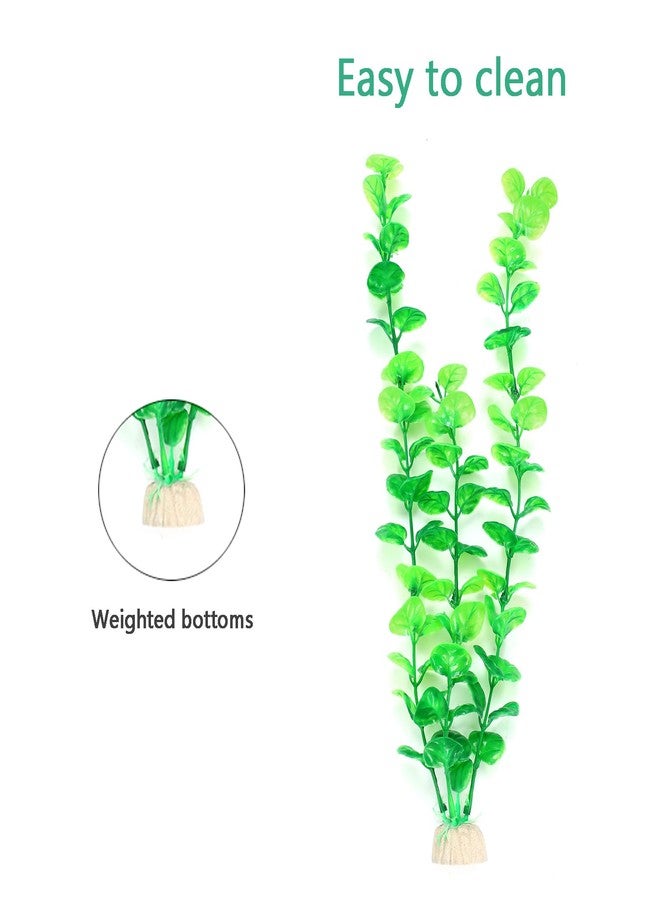 AQUANEAT نباتات اصطناعية لأحواض السمك من أكوانيت، نباتات بلاستيكية لأحواض السمك، زينة خضراء بارتفاع 12 بوصة، 10 عبوات - Image 2